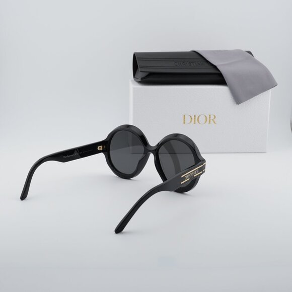 Dior DIORSIGNATURE R1U 10A0 Round Sunglasses - Black\\Smoke main image 10